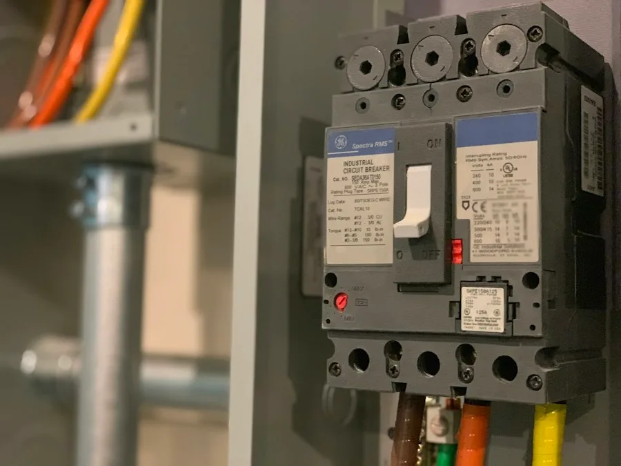 Older residential electrical panel and breaker box