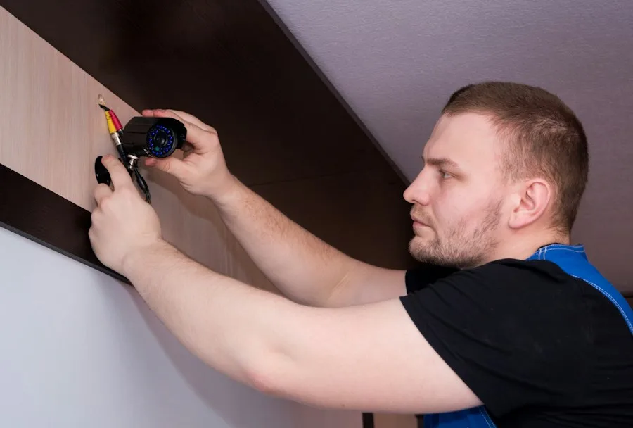 Electrician performing installation work during a home remodel