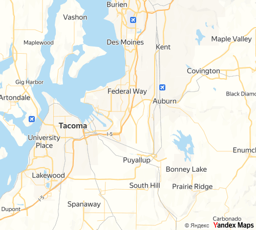 Map of the South Puget Sound region showing Lake Tapps, Gig Harbor, Tacoma, and surrounding communities
